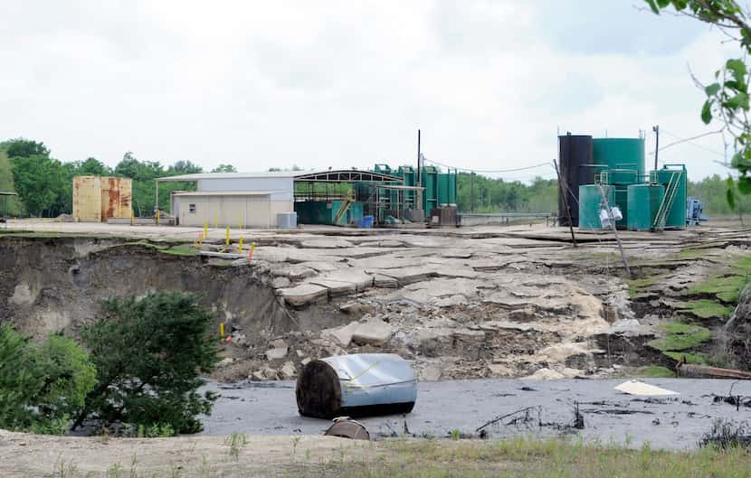 A water tank floated at the bottom of the sinkhole in 2008.