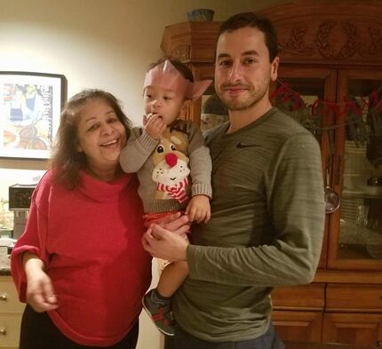 Lorraine Christensen with her son Oliver Christensen and grandson Henry.