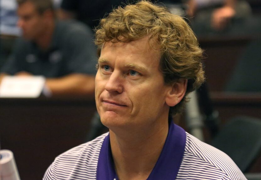 TCU Co-Offensive Coordinator Sonny Cumbie is pictured during a media briefing in the Four...