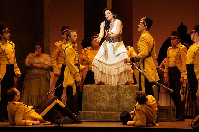 Audrey Babcock portrays Carmen in a dress rehearsal of the Fort Worth Opera production of...