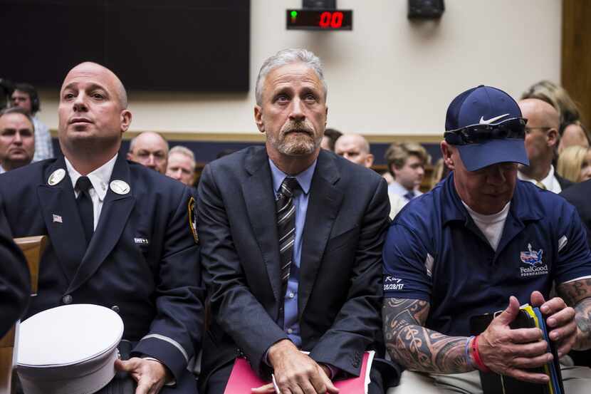 Former Daily Show host Jon Stewart arrives before testifying during a House Judiciary...