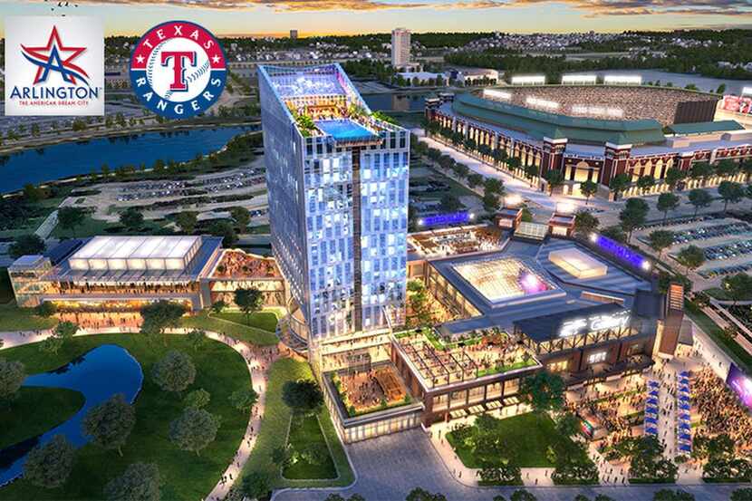 
A computer rendering of a possible development the city of Arlington and Texas Rangers are...