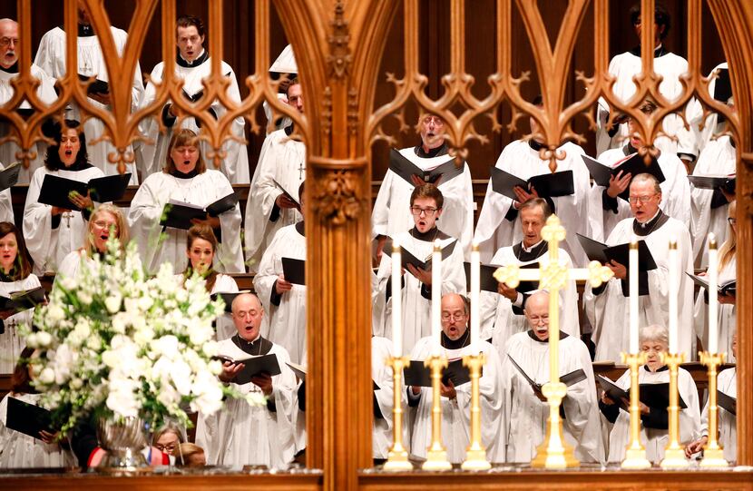 The St. Martin's Parish Choir performs during the funeral service for George H.W. Bush, the...
