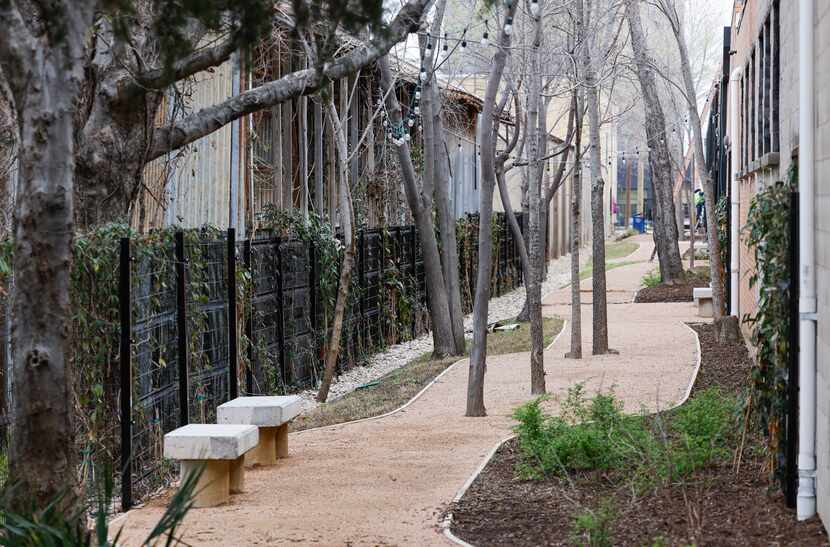 An old railway spur has been used for a landscaped trail for tenants at the Manufacturing...