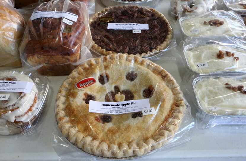 The Country Store Bakery sells breads and pies at The Grand Prairie Farmers Market in Grand...