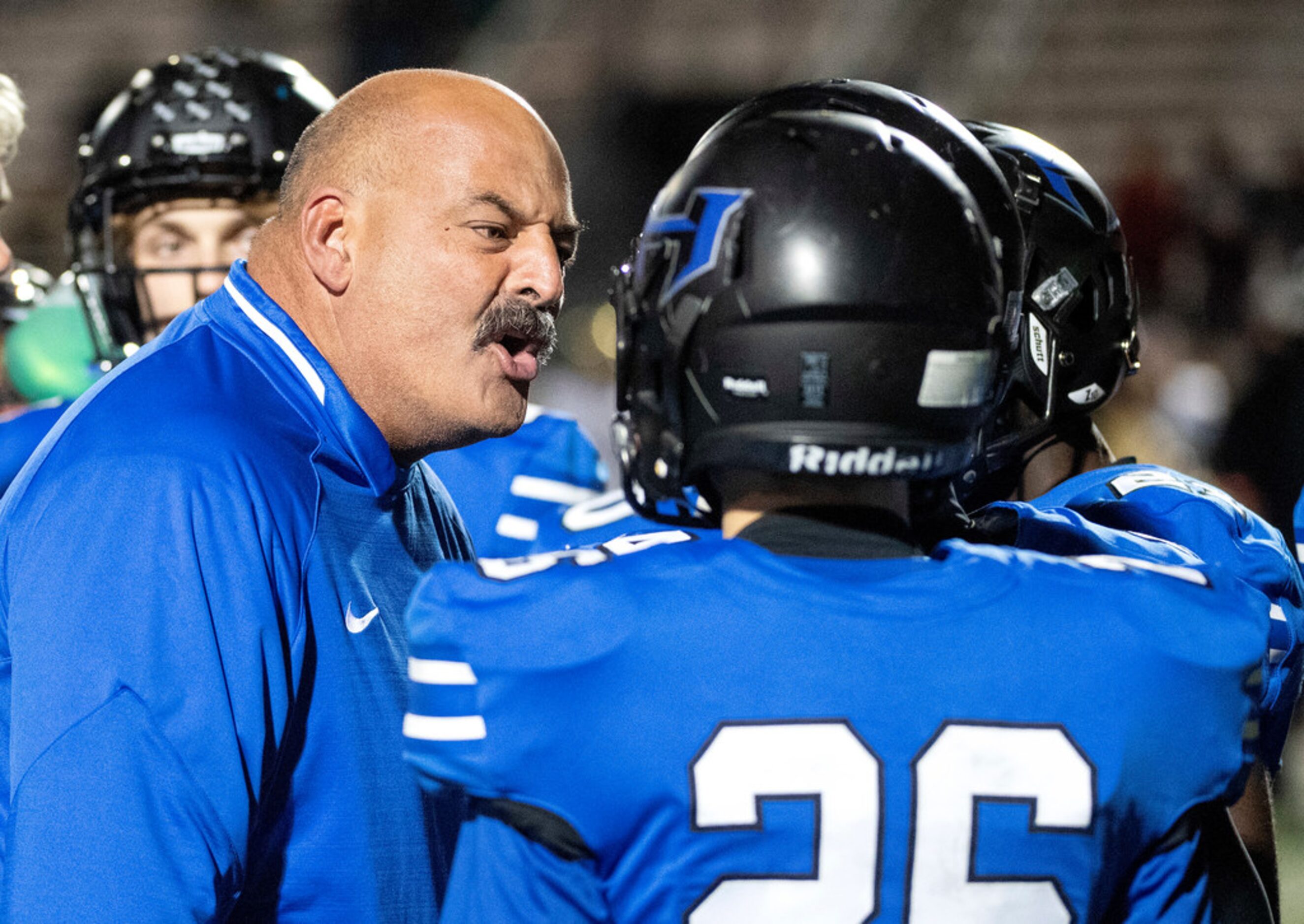 Hebron head coach Brian Brazil expresses his displeasure with his players after a string of...