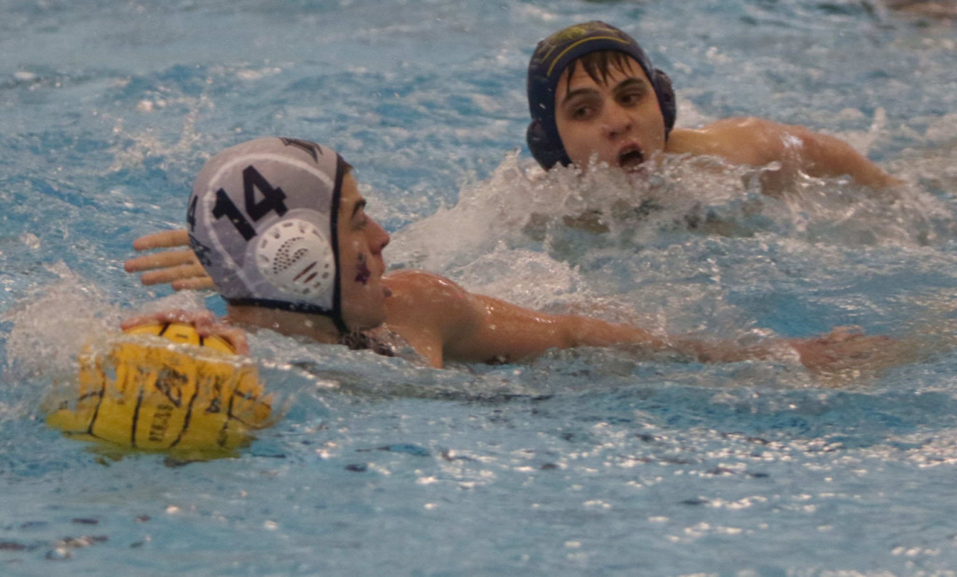 St Mark's defender Robert Newman (10) moves in to pressure Flower Mound's Max Wade (14)...