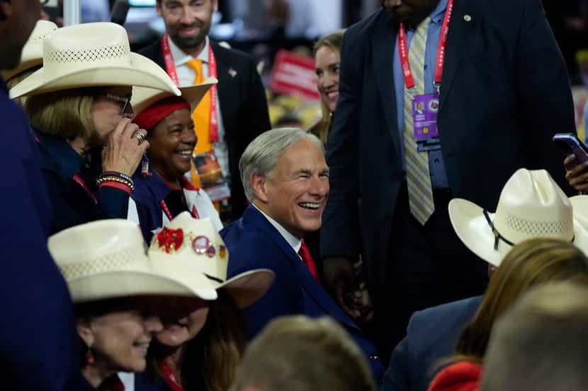 Gov. Greg Abbott, R-Texas, speaks to Texas delegates during the Republican National...