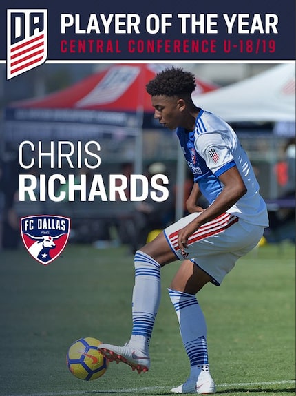 Chris Richards of FC Dallas was named the 2018 Developmental Academy Central Conference...