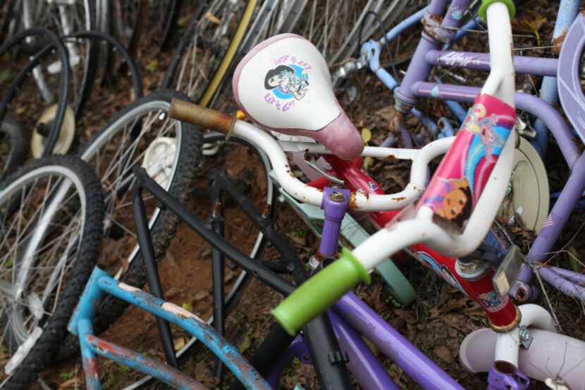 Rachel Spire collection of bicycles used for her art at her house in Grapevine October 16, 2012