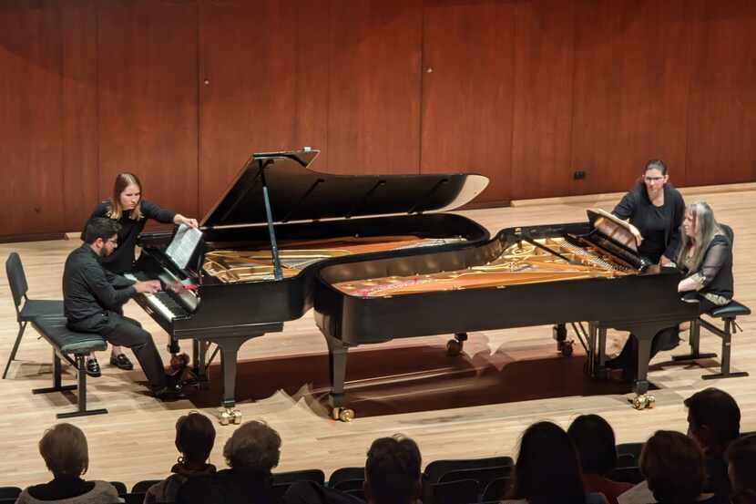 Pianists Victor Diaz Hurtado and Liudmila Georgievskaya perform 'Of Risk and Memory' by...