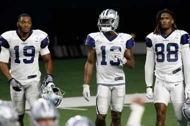 Dallas Cowboys wide receiver Amari Cooper (19), Dallas Cowboys wide receiver Michael Gallup...