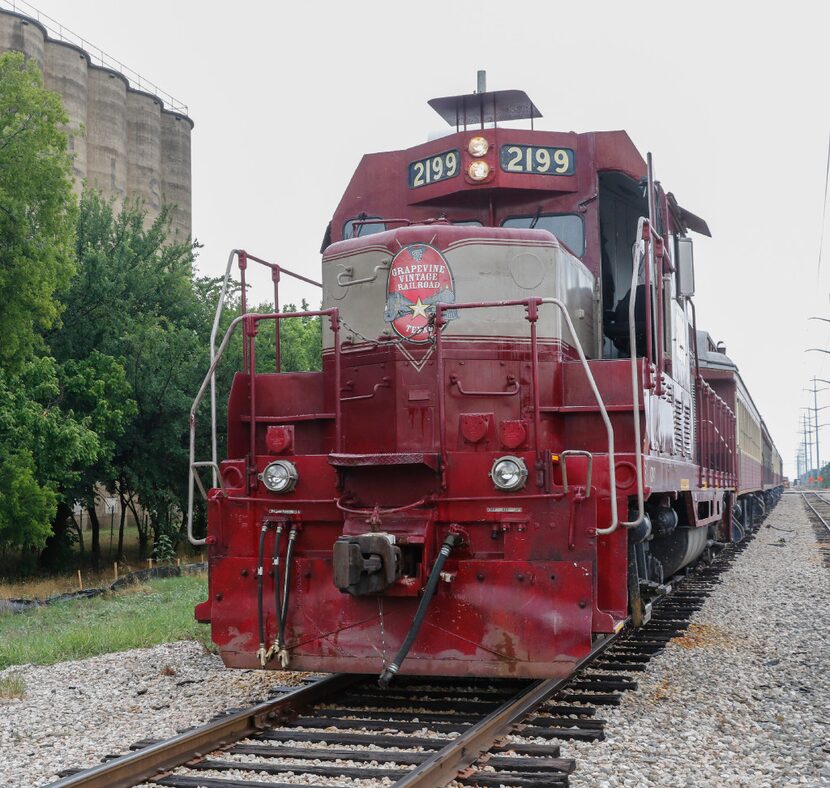 The 1953 diesel locomotive, "Vinny,"  of the Grapevine Vintage Railroad prepares to depart...