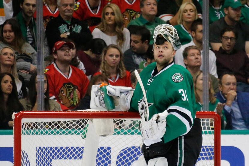 Dallas Stars goalie Antti Niemi (31) is pictured during the Chicago Blackhawks vs. the...