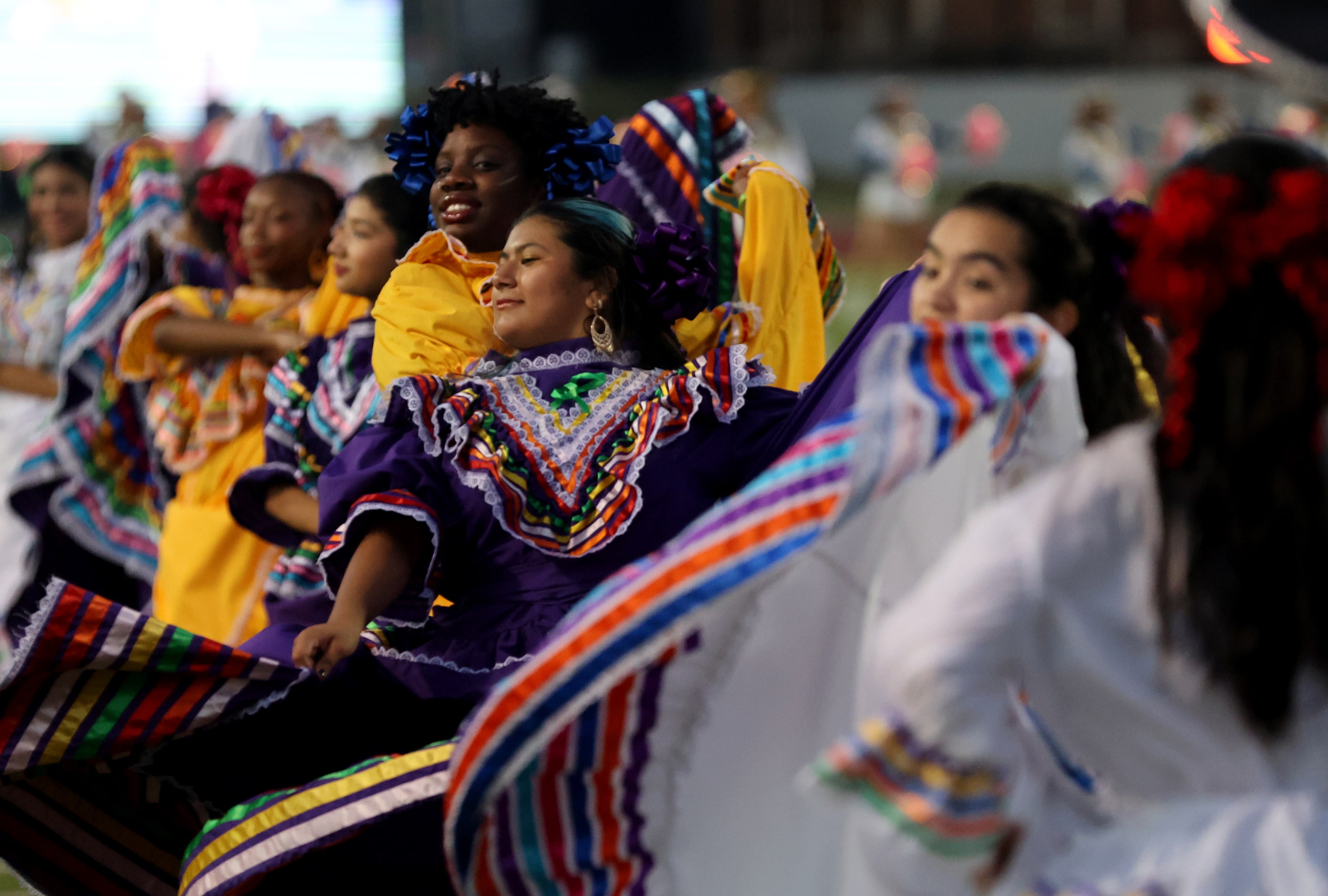 Members of the Richardson dance team Dance Folklorico perform before their District 7-6A...