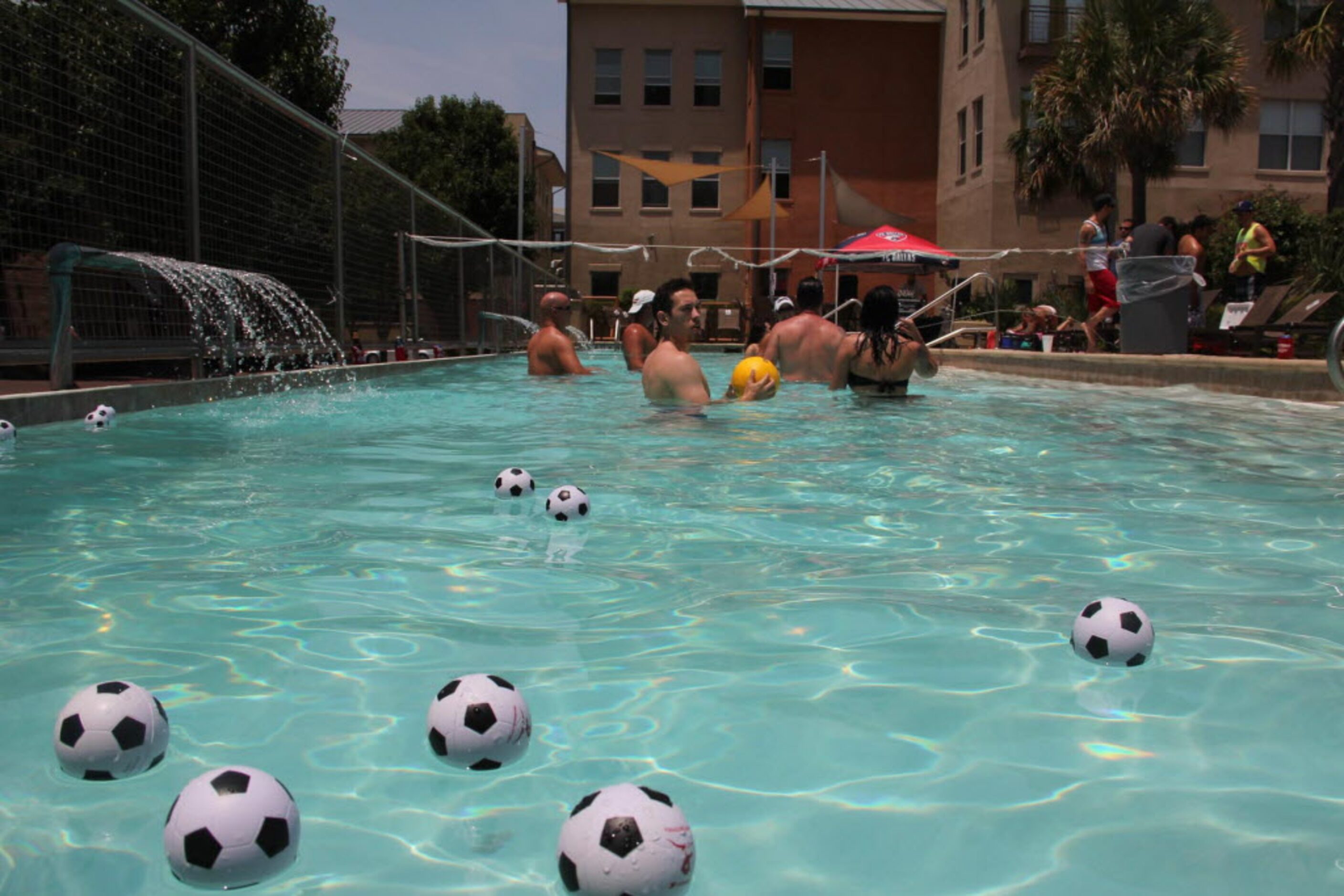 Volleyball was a great way to cool off at the FC Dallas pool party benefitting FC Dallas...