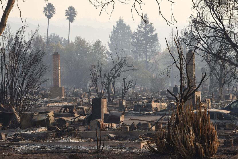 The Coffey Park neighborhood of Santa Rosa, Calif., is in ruins Wednesday after wildfires...