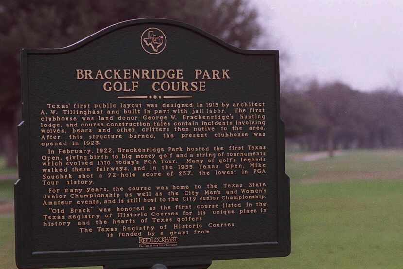SAO5 A plaque commemorating San Antonio's Brackenridge Golf Course as a member of the Texas...