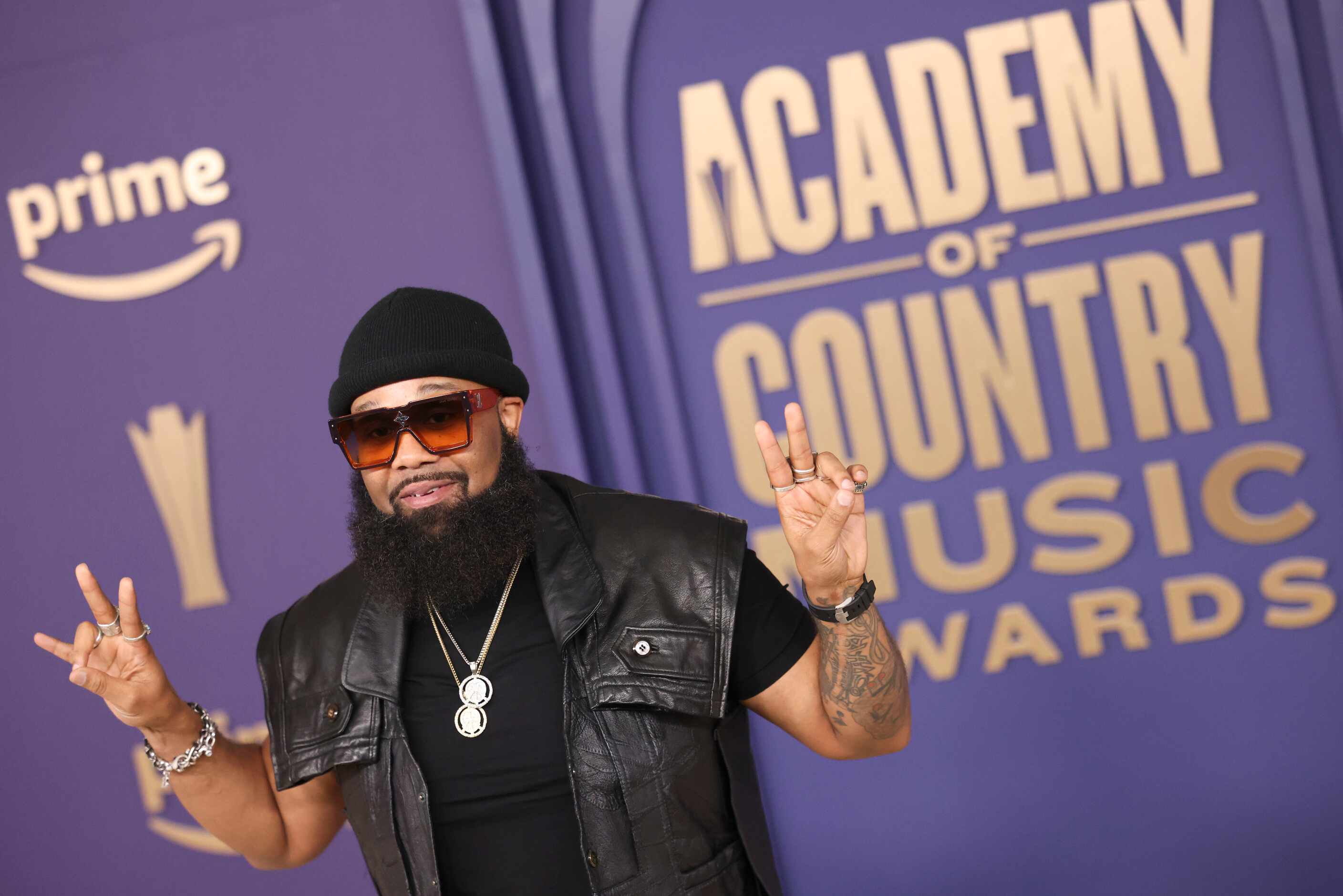Blanco Brown arrives at the 59th Academy of Country Music Awards red carpet on on Thursday,...