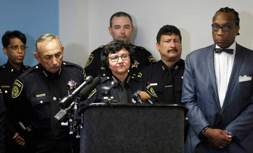 
Dallas County Sheriff Lupe Valdez, at a news conference Friday, thanked witnesses who have...