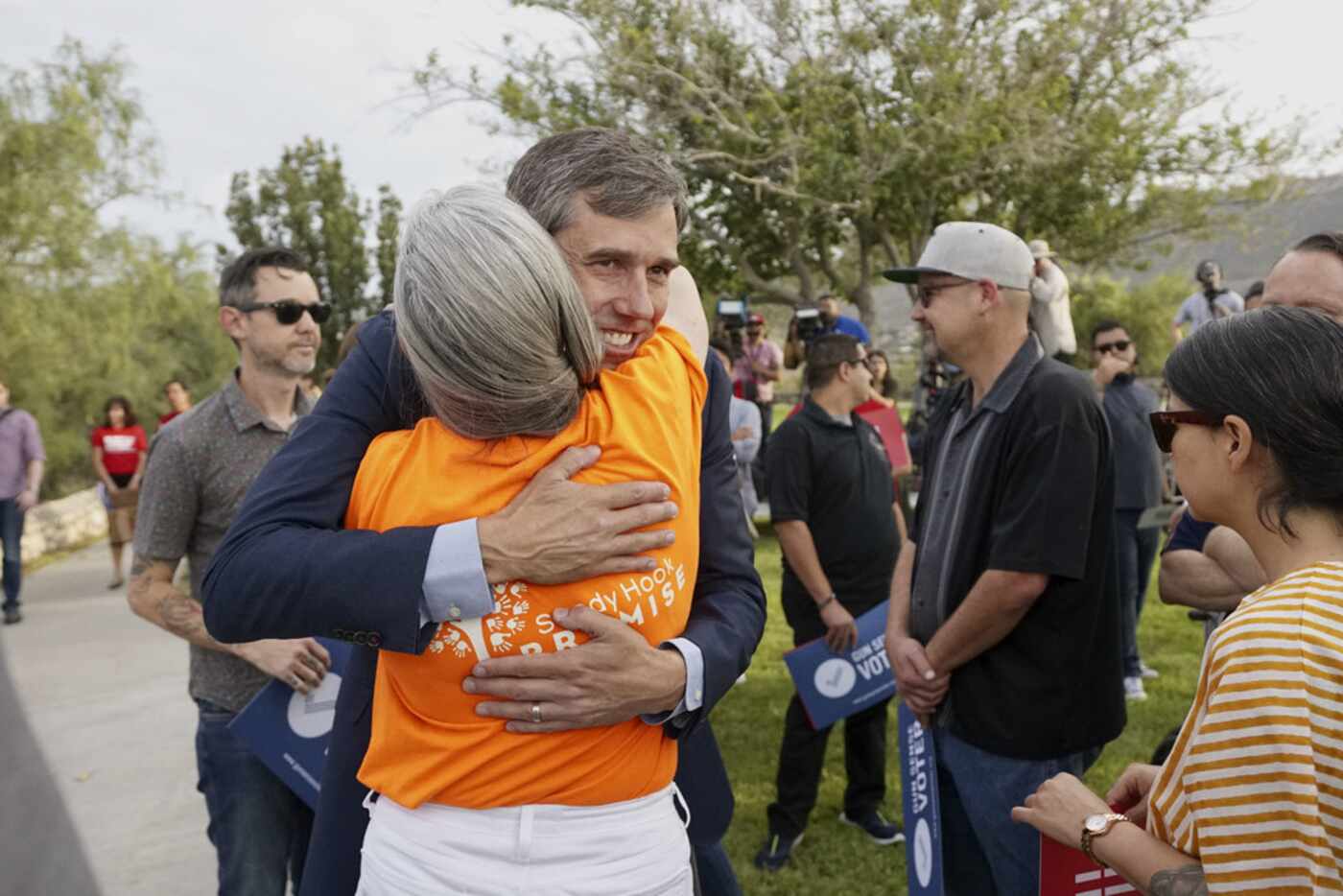 Democratic presidential candidate, former Rep. Beto O'Rourke, greets supporters during a...