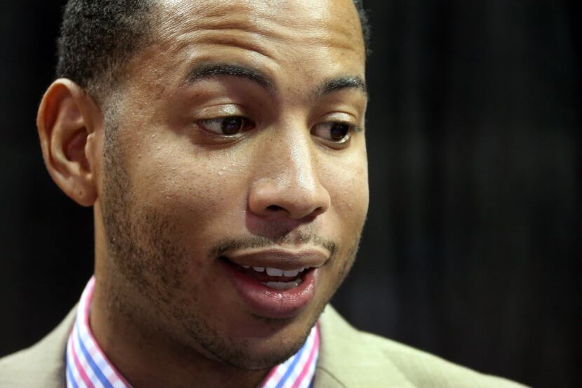 New Dallas Mavericks player Devin Harris is pictured at the American Airlines Center at a...