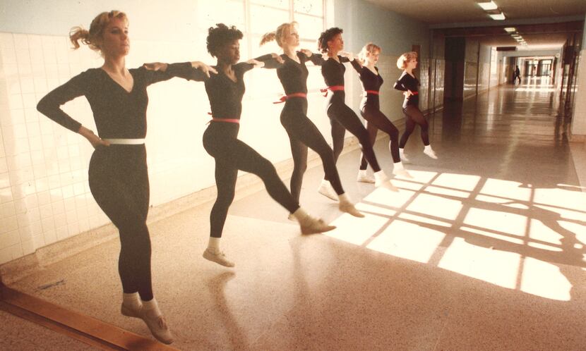 Members of the Lake Highlands High School Highlandettes drill team practiced a kick routine.