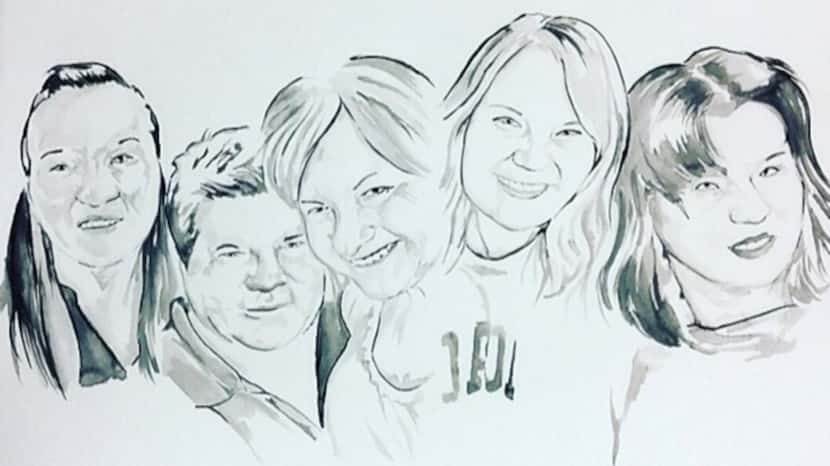 This painting was a 2019 Christmas gift to Carole Boatright. From left are Paige, Clay,...