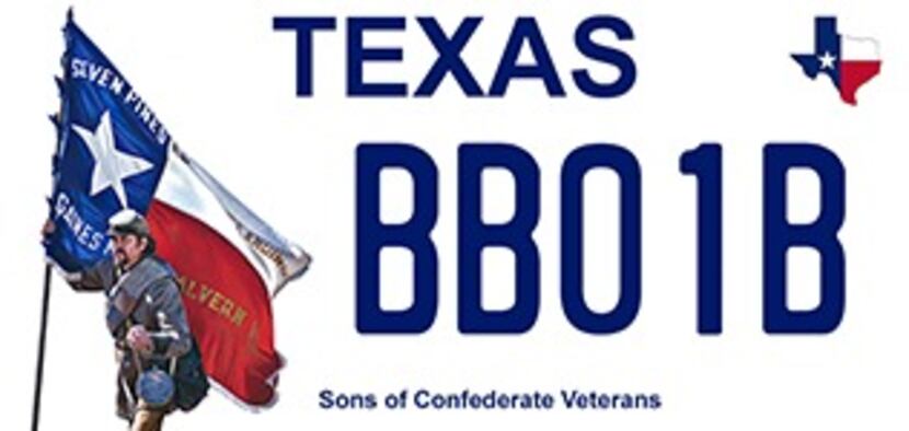 Proposed Texas Sons of Confederate Veterans Texas motor vehicle license plate.
