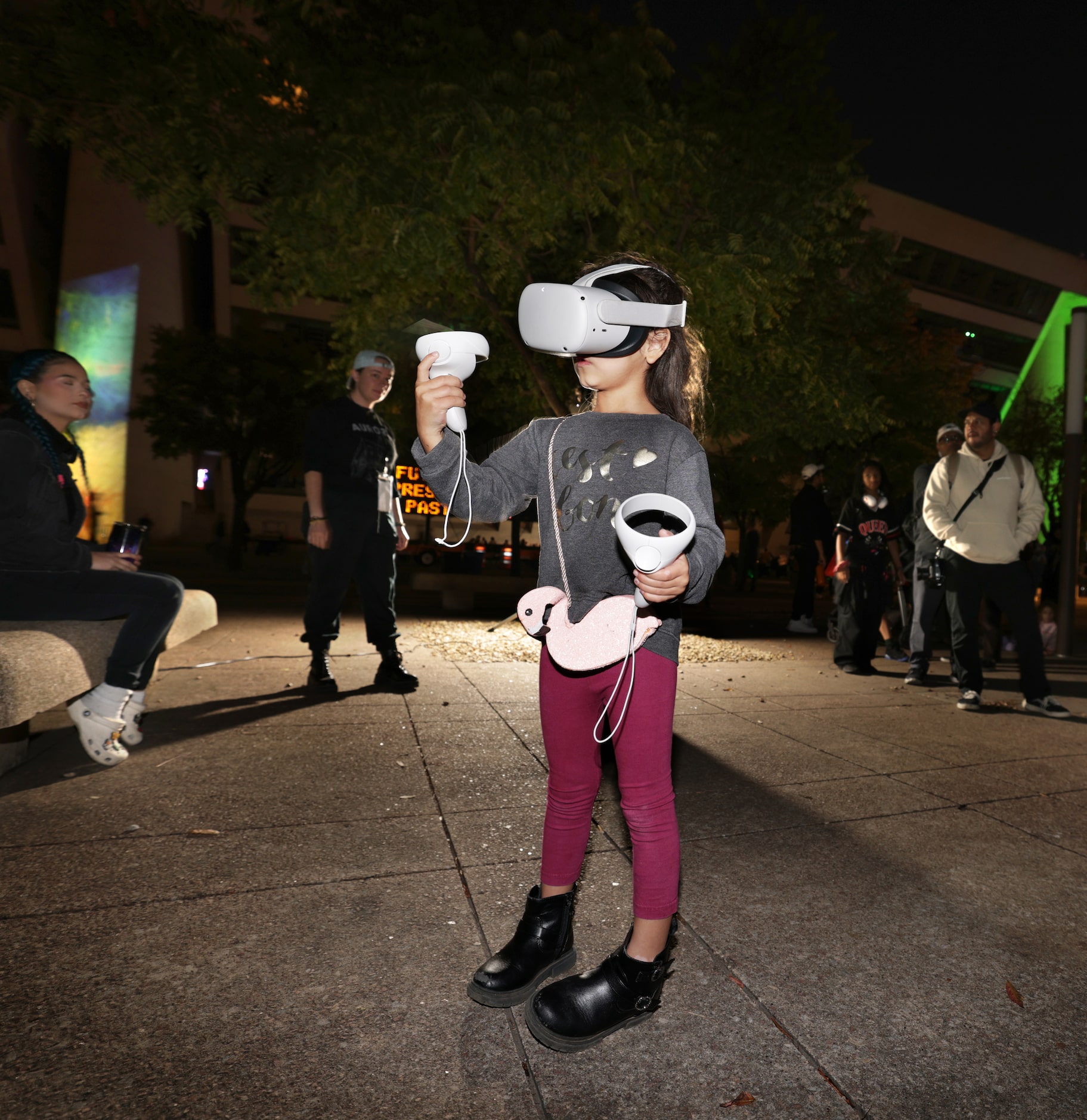 5-year-old Zoe Cuevas creates virtual art during Aurora in downtown Dallas, TX, on Nov 16,...