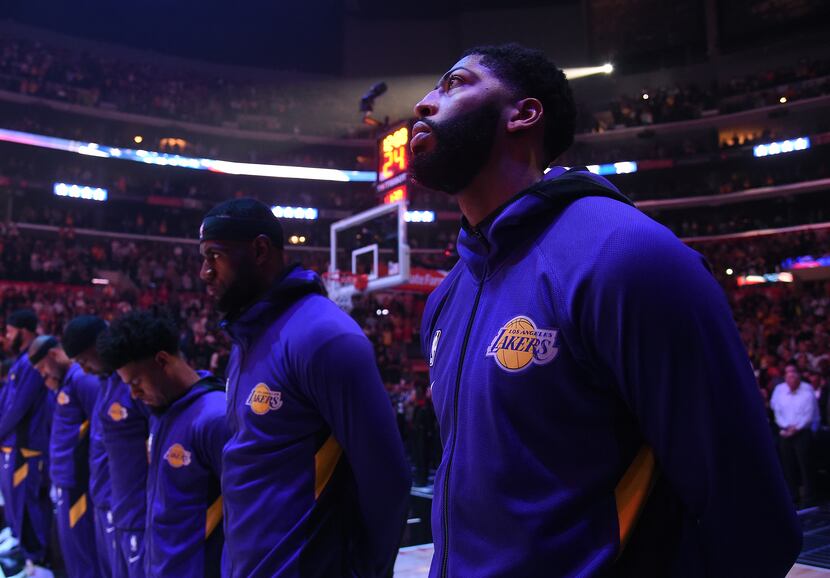 Los Angeles Lakers Anthony Davis (from right) and LeBron James provide plenty of star power...