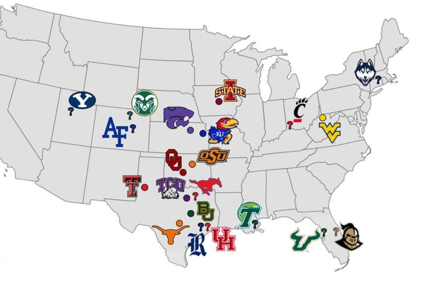 Note: Dots represent current Big 12 teams. Expansion candidates from the last year's search...