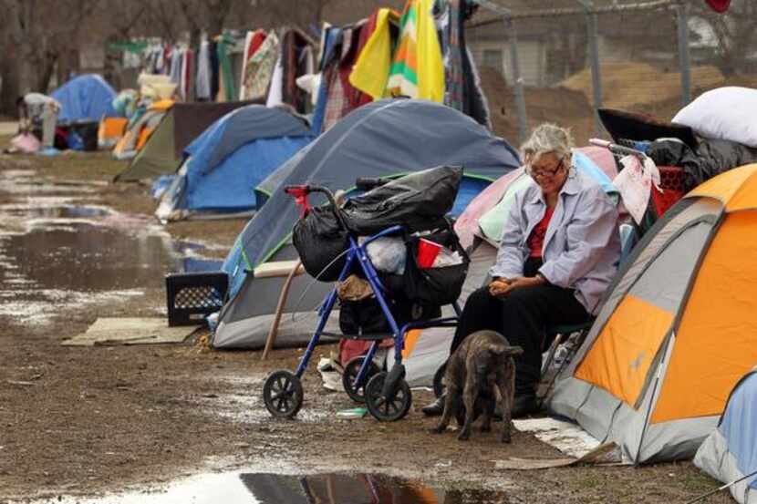 
Some of Dallas’ homeless lived in tents last year in an area southeast of downtown.
