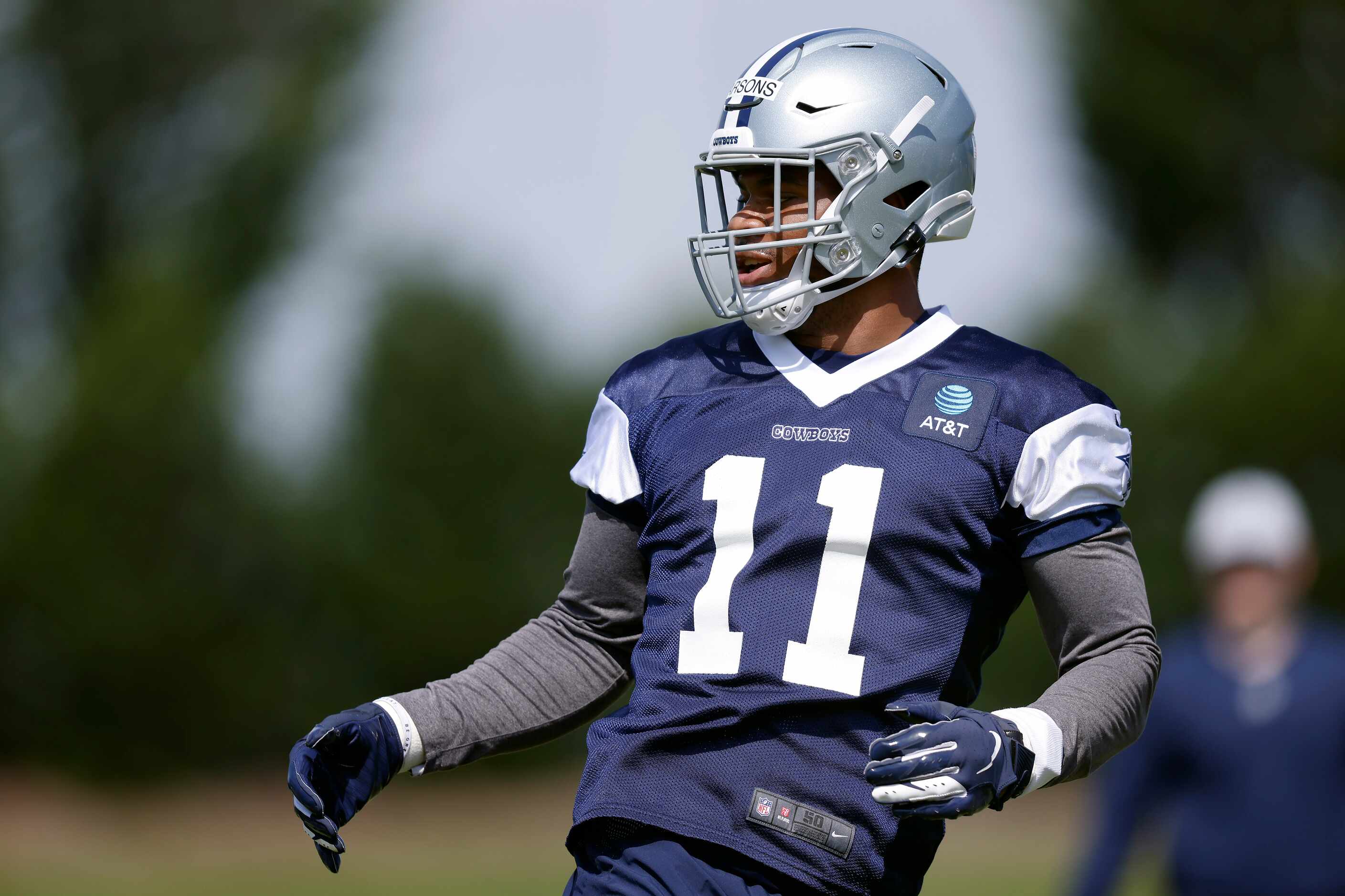 Dallas Cowboys rookie linebacker Micah Parsons (11) is pictured during rookie minicamp at...