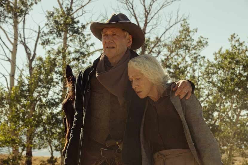 Harrison Ford as Jacob Dutton and Helen Mirren as Cara Dutton in "1923" streaming on...
