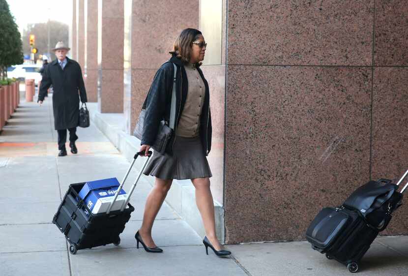 Dapheny Fain arrived Thursday at the federal courthouse in downtown Dallas for her trial....