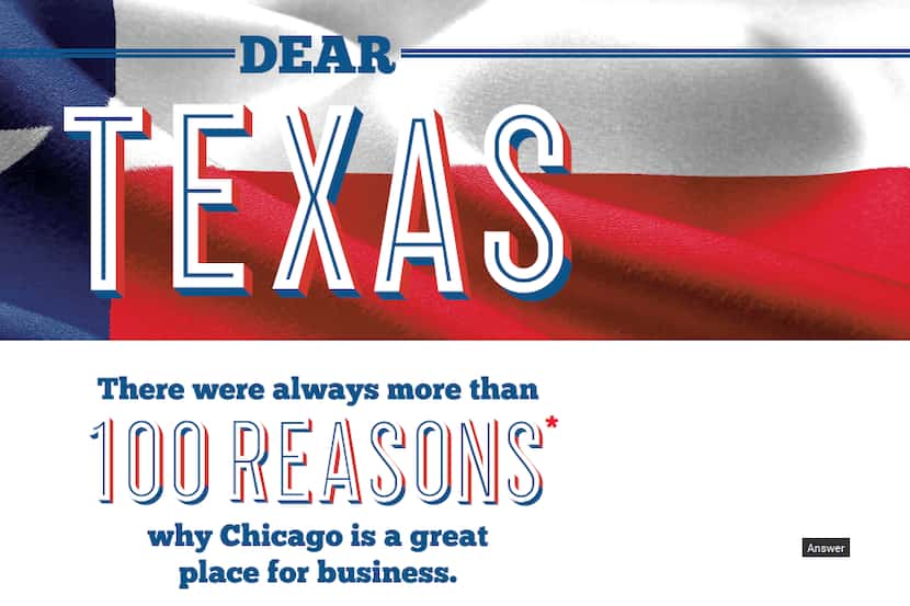 This is a partial screenshot of the ad World Business Chicago placed in Sunday's Dallas...