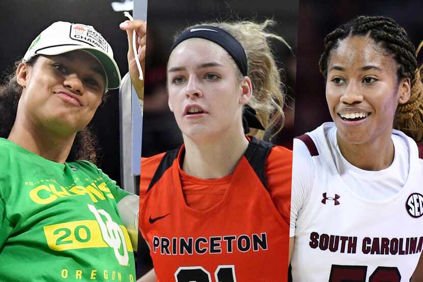 The Dallas Wings had three first-round picks in the 2020 WNBA draft. From left to right:...