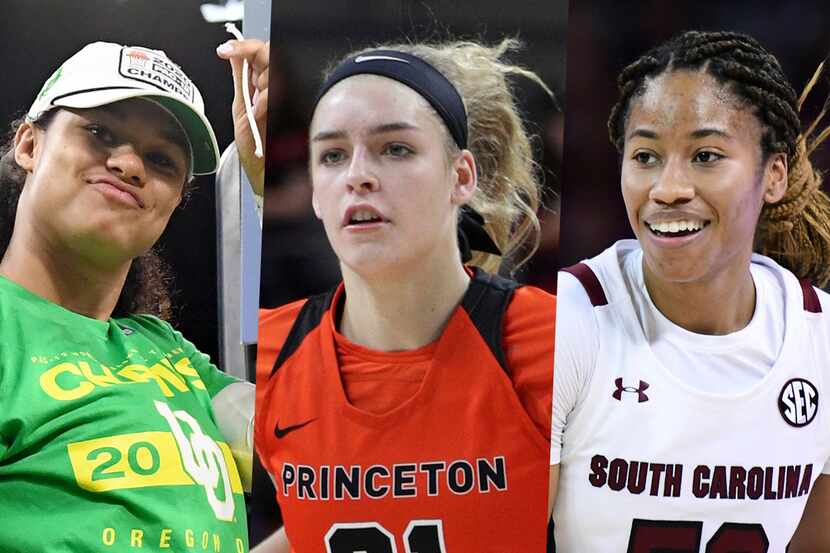 The Dallas Wings had three first-round picks in the 2020 WNBA draft. From left to right:...