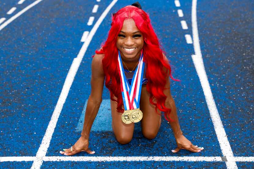 North Crowley senior Indya Mayberry poses for a phot on Wednesday. She won Class 6A state...