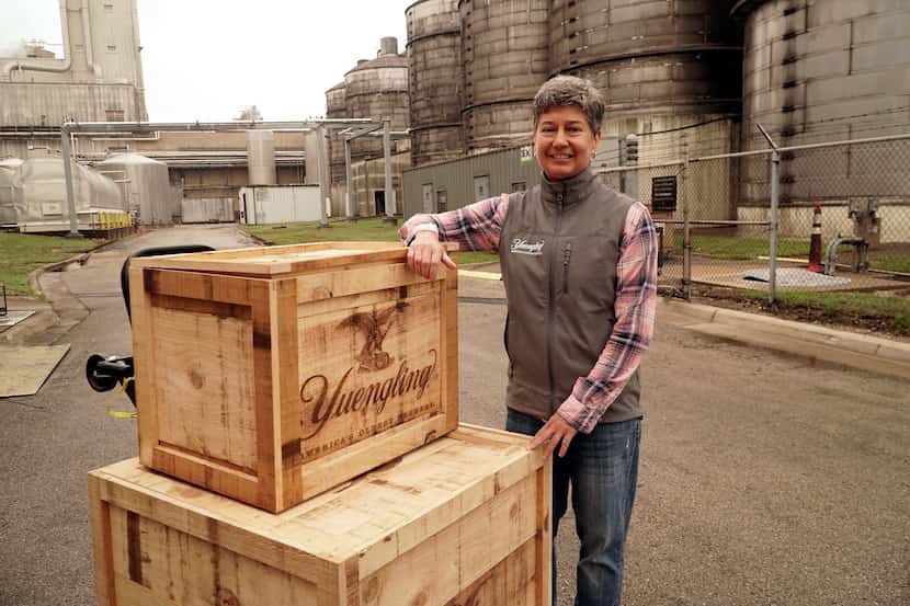 Jennifer Yuengling poses with the Yuengling recipe at Molson Coors’ facility in Fort Worth...