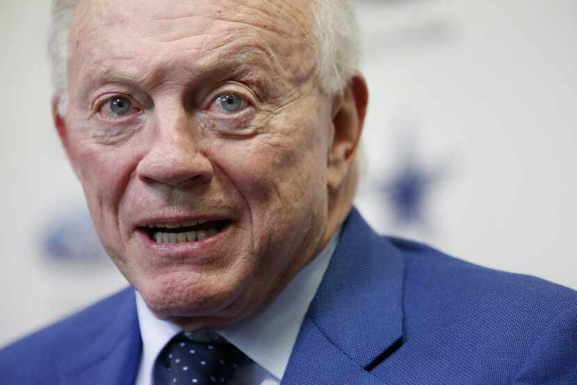 Dallas Cowboys owner Jerry Jones speaks during a press conference introducing former LSU...