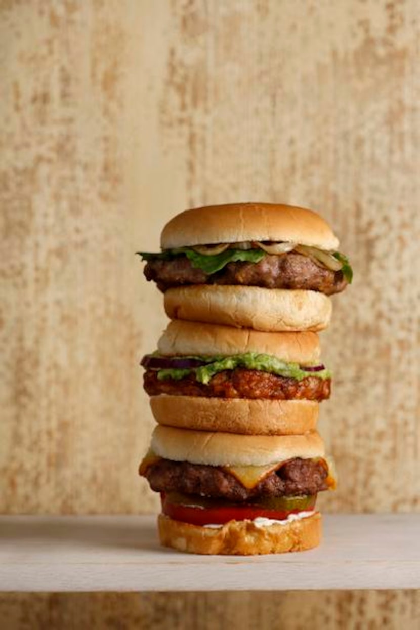 
Take it from the top: Bacon, Pork and Parmesan Burger with caramelized onion, mayo and...