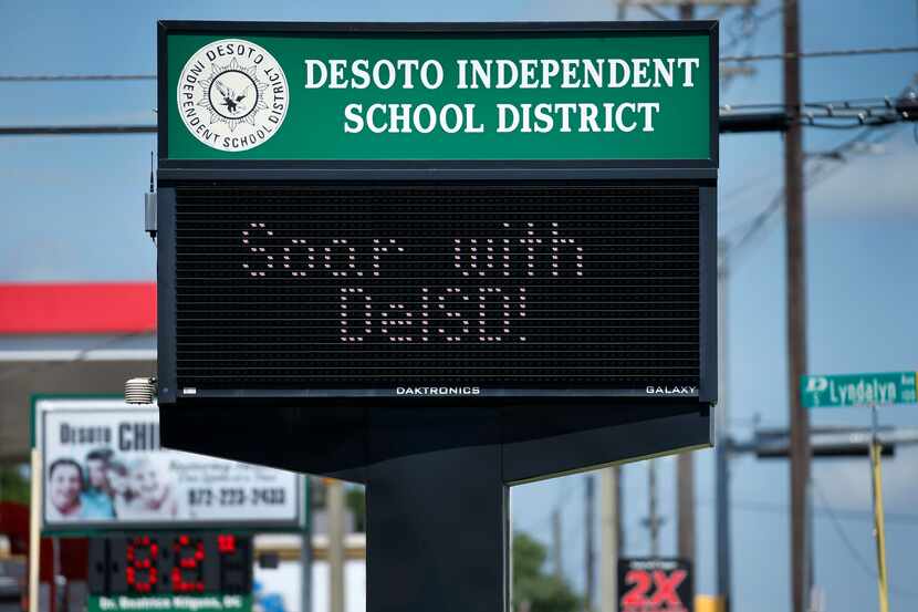 DeSoto Independent School District headquarters sign in DeSoto, Texas, Wednesday, June 24,...