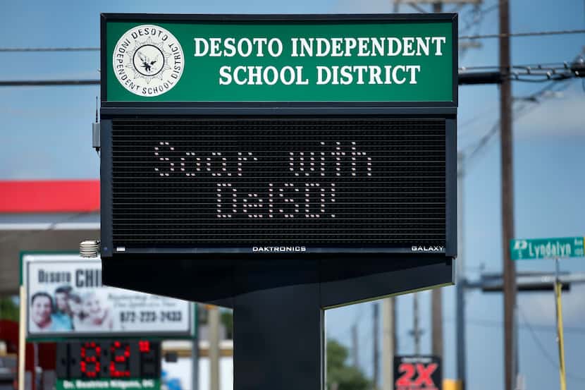 DeSoto Independent School District headquarters sign in DeSoto, Texas, Wednesday, June 24,...