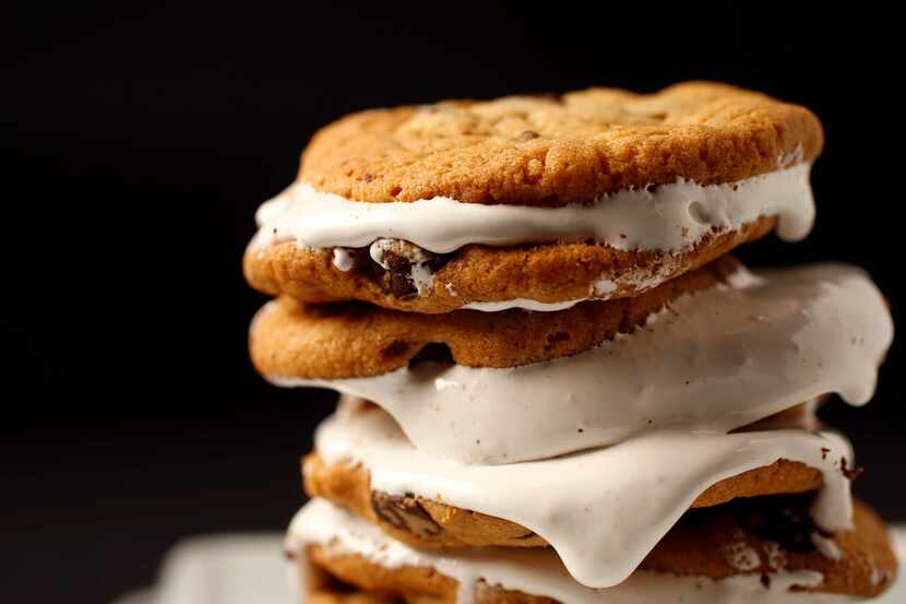 Chocolate chip cookie marshmallow sandwiches