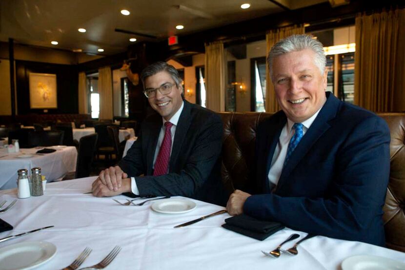 Brad Fuller, director of operations, left, and Al Biernat, owner, pose for a photograph at...