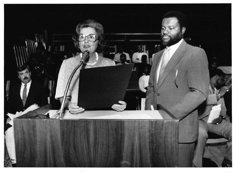 Annette Strauss, then mayor pro tem, along with Billy Allen, then president of the Dallas...