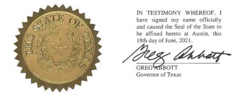 This is Gov. Greg Abbott's signature and seal when he vetoed funding for the entire...