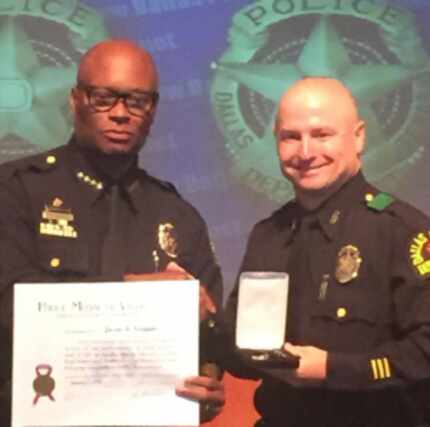  Chief David Brown gave Sgt. Jason Scoggins Â the police medal of valor. (Provided by Chris...